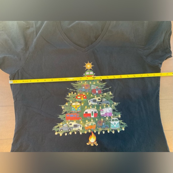 Port & Company Womens Christmas Short Sleeve V Neck Tee Size XXL - Picture 4 of 7